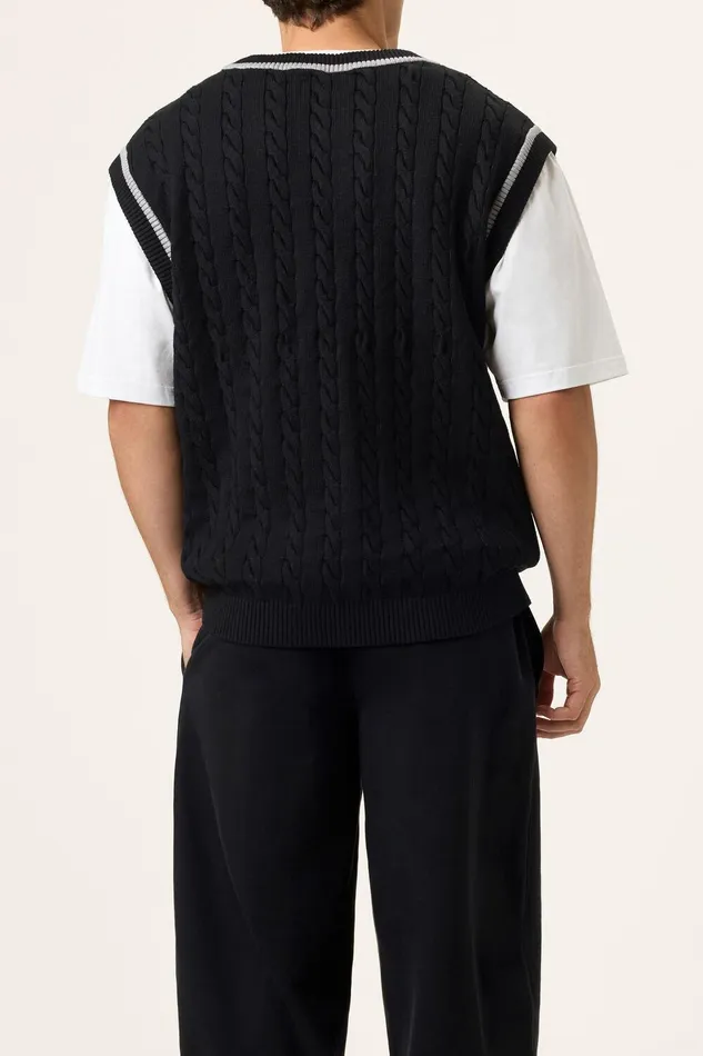 Tops and TShirts Women Fila Baseline Cable Knit Vest 002 Blackultimate Gray Tops and TShirts Women Fila Baseline Cable Knit Vest 002 Blackultimate Gray