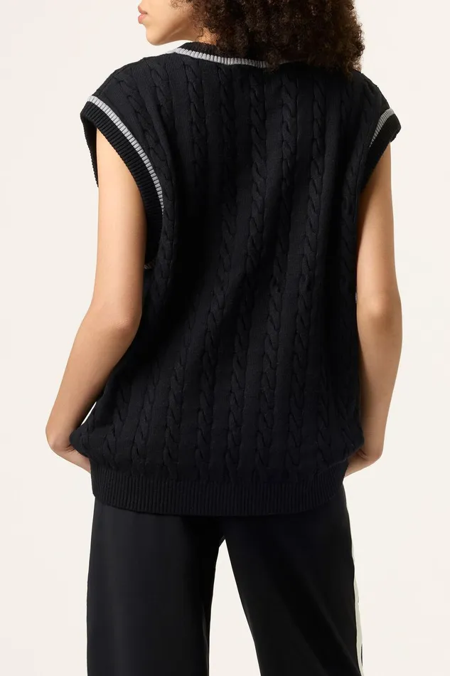 Tops and TShirts Women Fila Baseline Cable Knit Vest 002 Blackultimate Gray Tops and TShirts Women Fila Baseline Cable Knit Vest 002 Blackultimate Gray