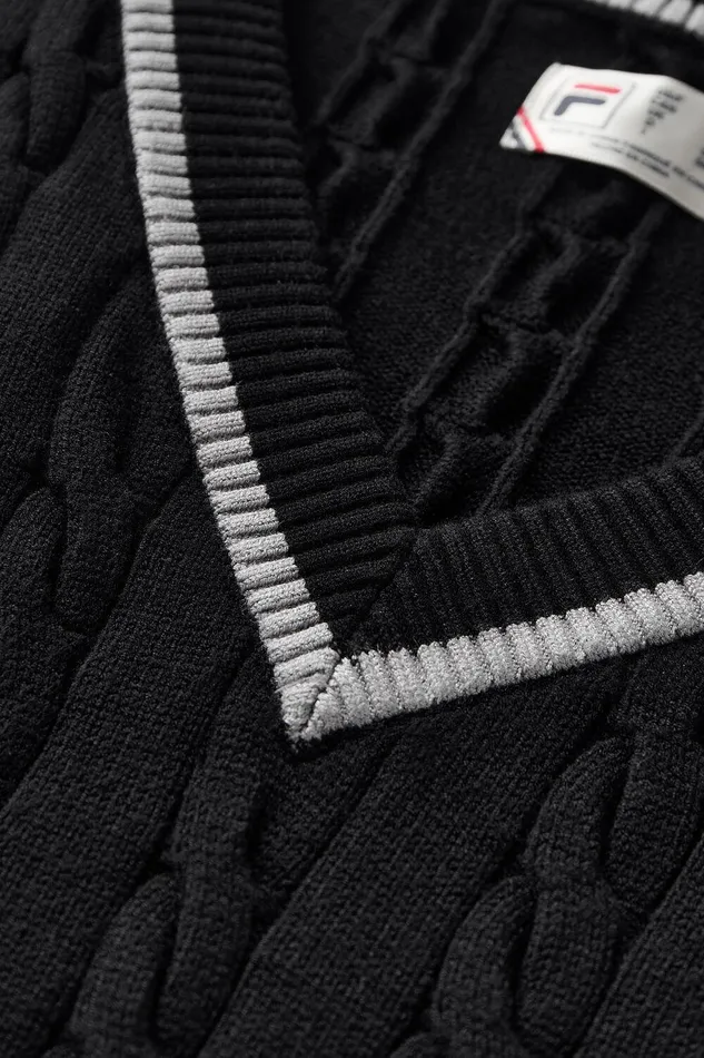 Tops and TShirts Women Fila Baseline Cable Knit Vest 002 Blackultimate Gray Tops and TShirts Women Fila Baseline Cable Knit Vest 002 Blackultimate Gray