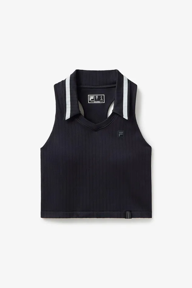 Tops and TShirts Women Fila Challenger Seamless Polo Tank 983 Blackgardenia