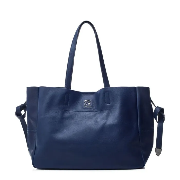 Tote Bags Women Moda In Pelle Indiana Bag Navy Leather