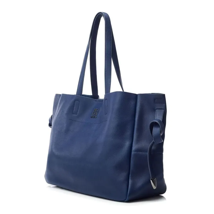 Tote Bags Women Moda In Pelle Indiana Bag Navy Leather