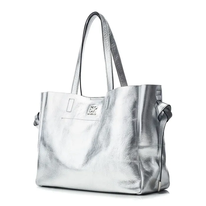 Tote Bags Women Moda In Pelle Indiana Bag Silver Leather