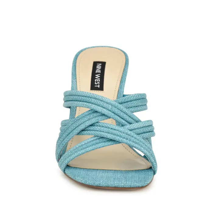 Tracee Heeled Slide Sandals Medium Blue Women Nine West Dress Tracee Heeled Slide Sandals Medium Blue Women Nine West Dress