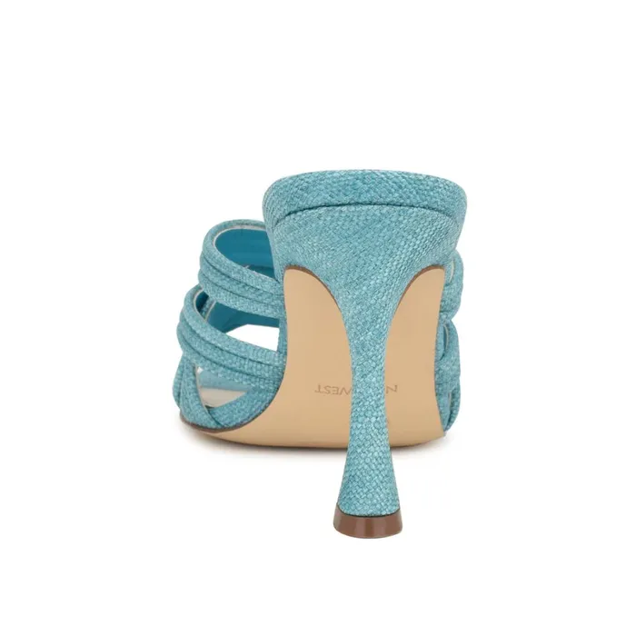 Tracee Heeled Slide Sandals Medium Blue Women Nine West Dress Tracee Heeled Slide Sandals Medium Blue Women Nine West Dress