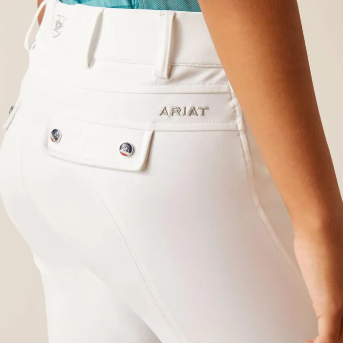 Tri Factor Grip Knee Patch Breech White Kids Ariat English Riding Clothing