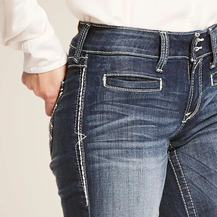 Trouser Mid Rise Stretch Entwined Wide Leg Jean Marine Women Ariat Denim Trouser Mid Rise Stretch Entwined Wide Leg Jean Marine Women Ariat Denim