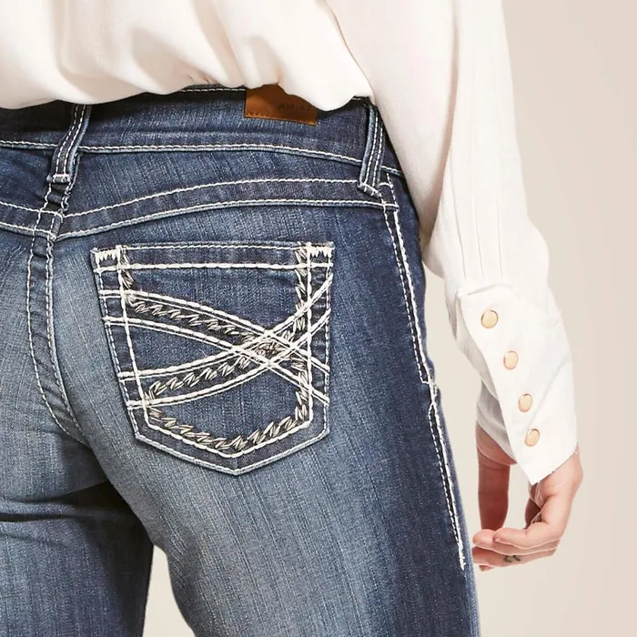 Trouser Mid Rise Stretch Entwined Wide Leg Jean Marine Women Ariat Denim Trouser Mid Rise Stretch Entwined Wide Leg Jean Marine Women Ariat Denim