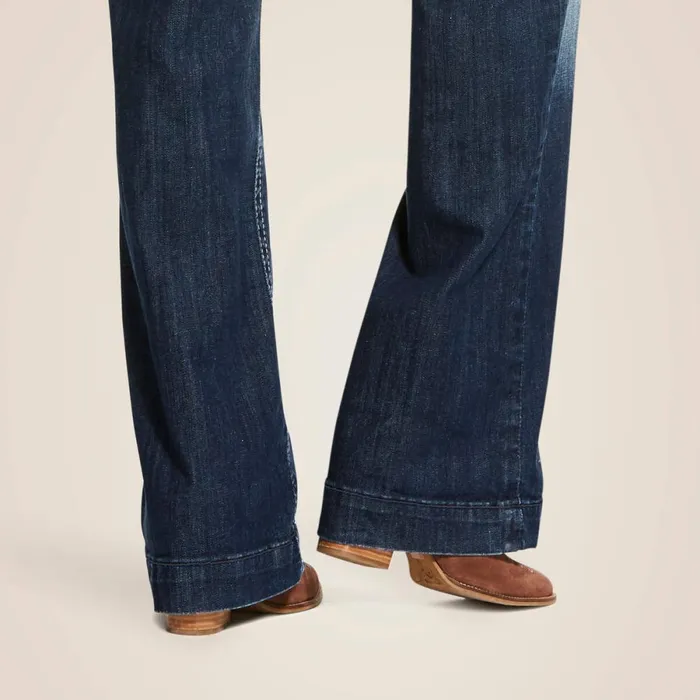 Trouser Mid Rise Stretch Entwined Wide Leg Jean Marine Women Ariat Denim Trouser Mid Rise Stretch Entwined Wide Leg Jean Marine Women Ariat Denim