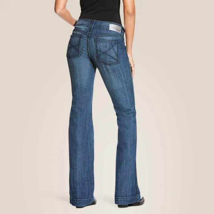 Trouser Mid Rise Stretch Outseam Ella Wide Leg Jean Bluebell Women Ariat Denim Trouser Mid Rise Stretch Outseam Ella Wide Leg Jean Bluebell Women Ariat Denim
