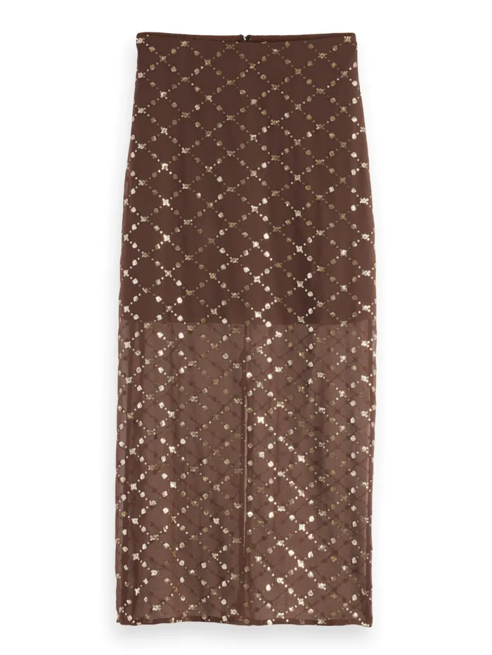 TUBE SKIRT WITH EMBELLISHMENTS Coffee Women Scotch and Soda Skirts and Shorts