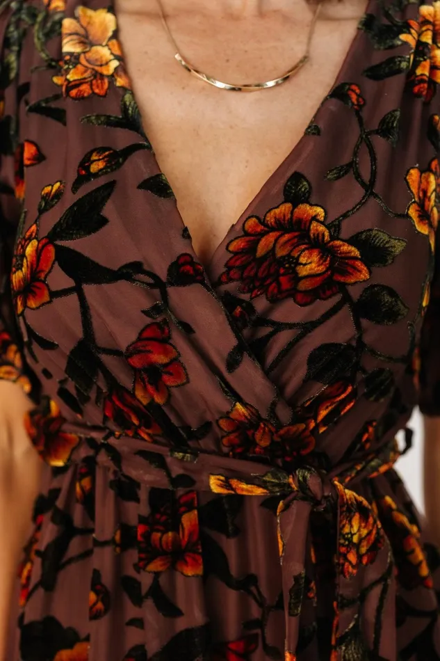 Uma Velvet Maxi Dress Clove Amber Floral Women Baltic Born Wedding Guest
