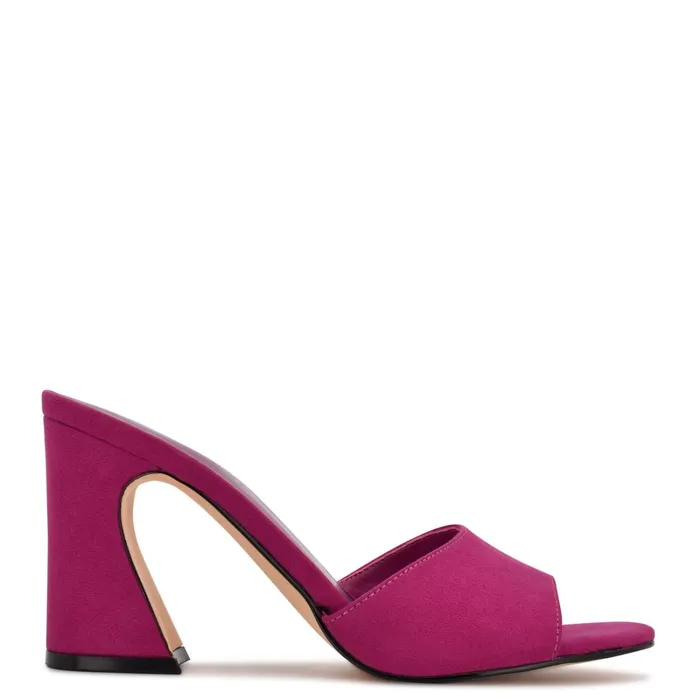 Unah Heeled Slide Sandals Dark Pink Suede Women Nine West Mid Heels