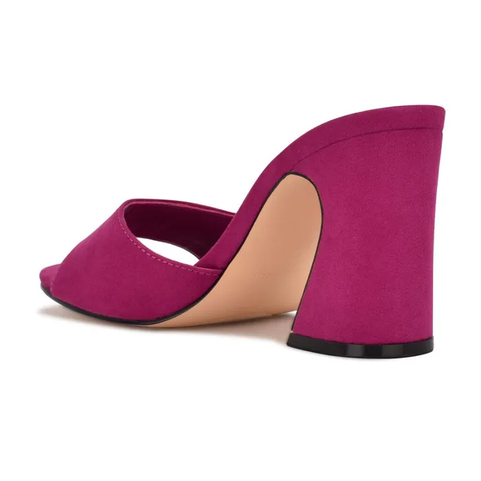 Unah Heeled Slide Sandals Dark Pink Suede Women Nine West Mid Heels Unah Heeled Slide Sandals Dark Pink Suede Women Nine West Mid Heels