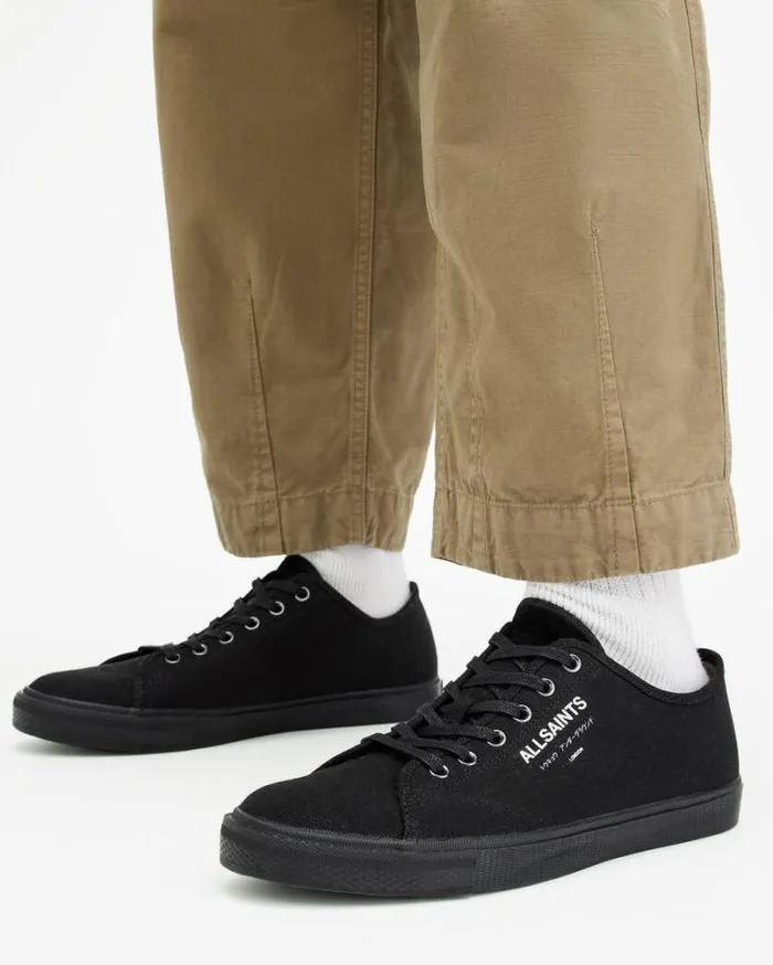 Underground Canvas Low Top Sneakers Black Men AllSaints Shoes and Boots