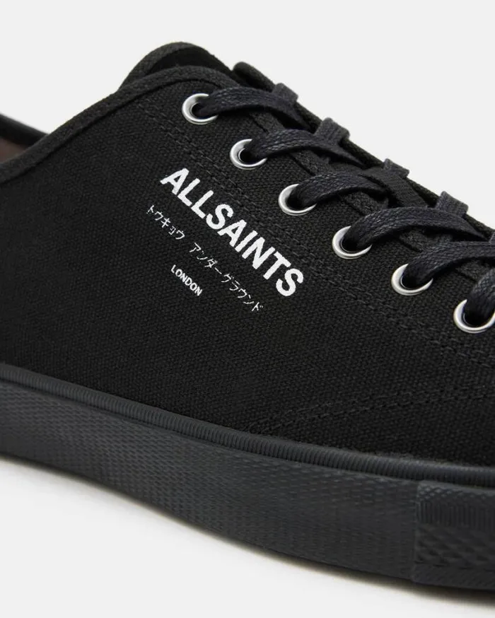 Underground Canvas Low Top Sneakers Black Men AllSaints Shoes and Boots