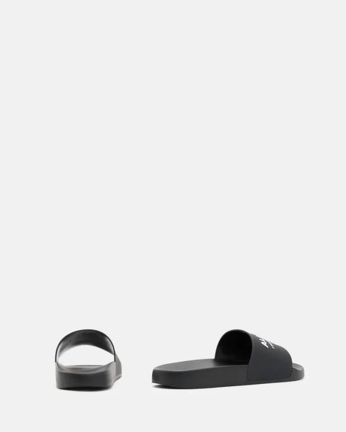 Underground Logo Slip On Slides Black Men AllSaints Swimwear and Beachwear
