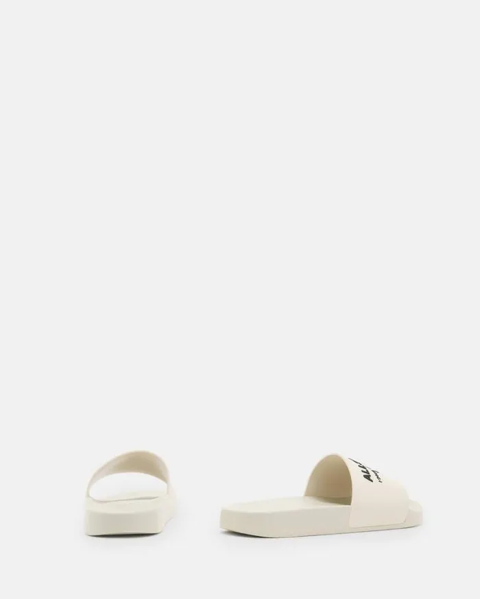Underground Logo Slip On Slides White Women AllSaints Swimwear and Beachwear Underground Logo Slip On Slides White Women AllSaints Swimwear and Beachwear
