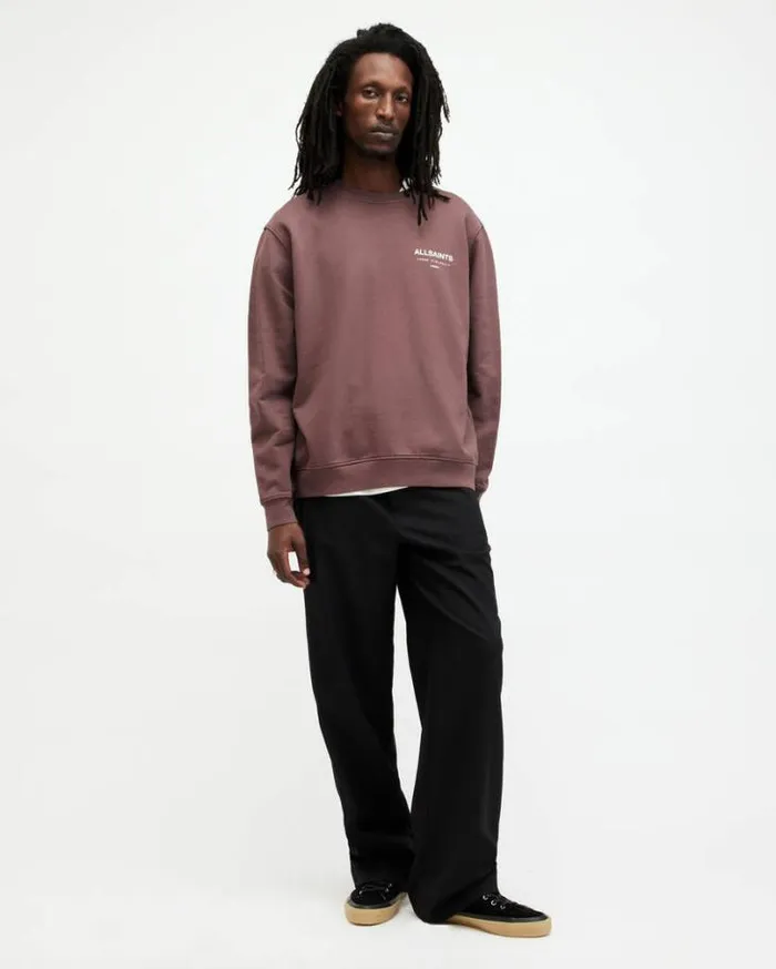Underground Oversized Crew Neck Sweatshirt Deep Mauve Purple Men AllSaints Sweatshirts and Hoodies Underground Oversized Crew Neck Sweatshirt Deep Mauve Purple Men AllSaints Sweatshirts and Hoodies