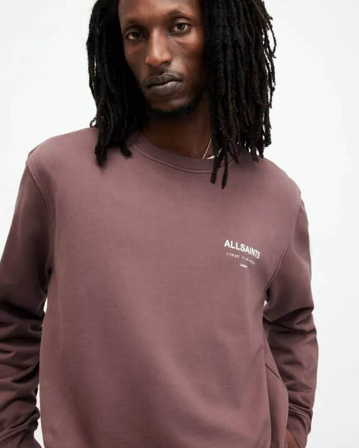Underground Oversized Crew Neck Sweatshirt Deep Mauve Purple Men AllSaints Sweatshirts and Hoodies Underground Oversized Crew Neck Sweatshirt Deep Mauve Purple Men AllSaints Sweatshirts and Hoodies