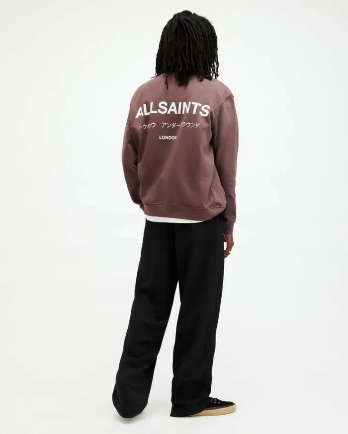 Underground Oversized Crew Neck Sweatshirt Deep Mauve Purple Men AllSaints Sweatshirts and Hoodies Underground Oversized Crew Neck Sweatshirt Deep Mauve Purple Men AllSaints Sweatshirts and Hoodies