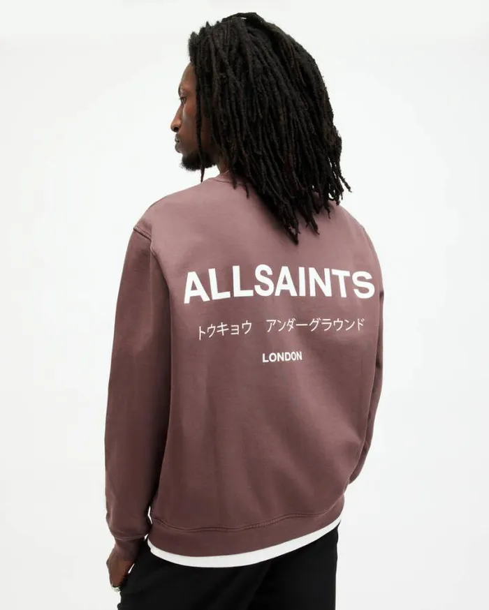Underground Oversized Crew Neck Sweatshirt Deep Mauve Purple Men AllSaints Sweatshirts and Hoodies Underground Oversized Crew Neck Sweatshirt Deep Mauve Purple Men AllSaints Sweatshirts and Hoodies