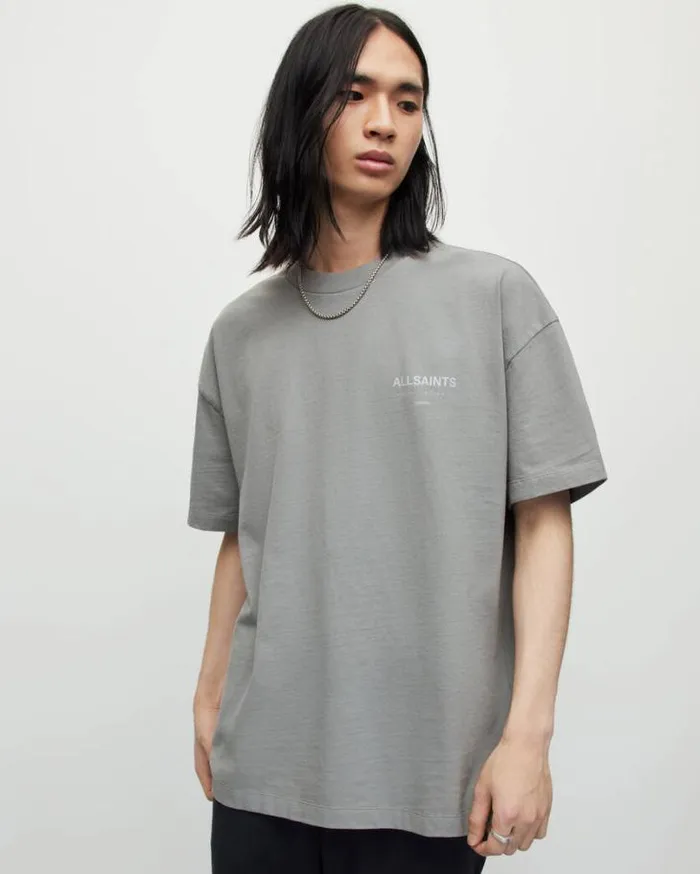 Underground Oversized Crew Neck TShirt Metallic Grey Men AllSaints TShirts