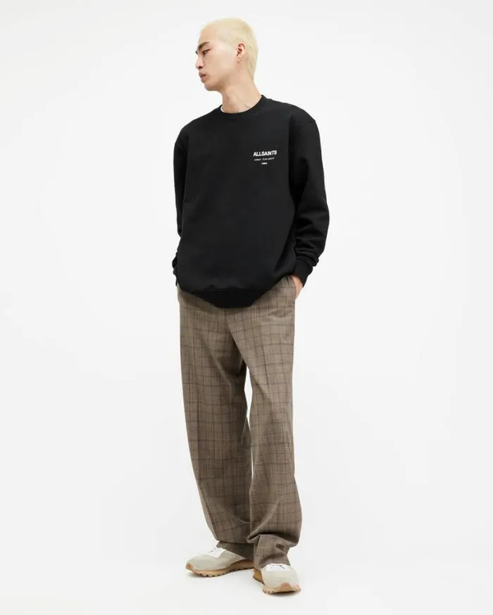 Underground Oversized Crew Sweatshirt Jet Black Men AllSaints Sweatshirts and Hoodies