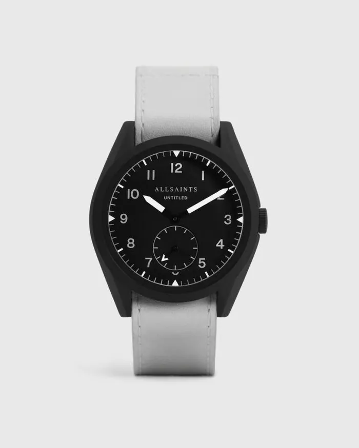 Untitled IV Stainless Steel Leather Watch White Men AllSaints Watches