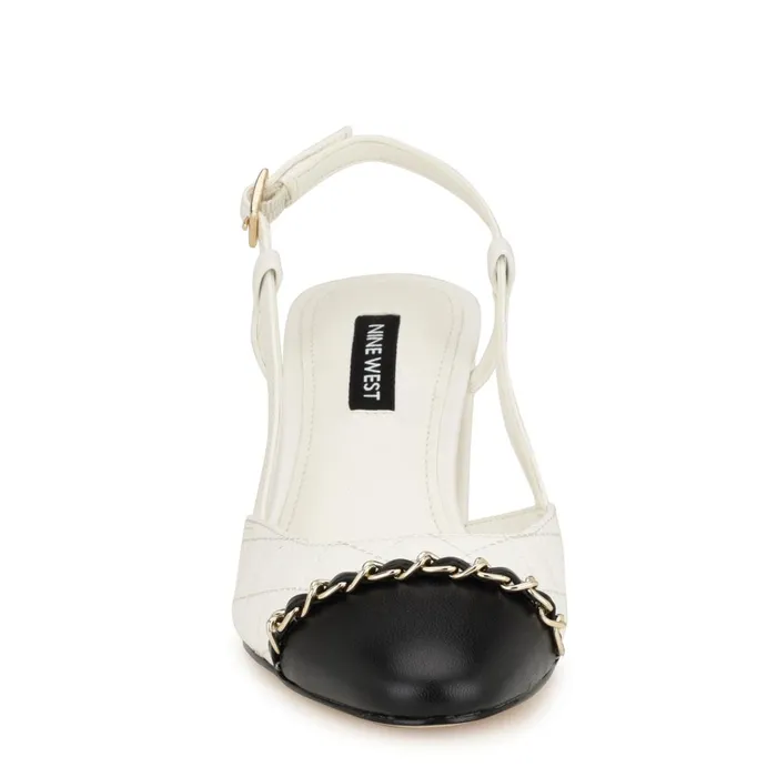 Uround Quilted Cap Top Slingbacks White Women Nine West Slingbacks