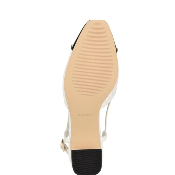 Uround Quilted Cap Top Slingbacks White Women Nine West Slingbacks