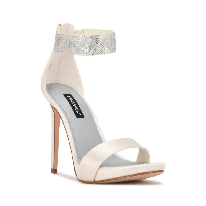 Utell Ankle Strap Heeled Sandals Ivory Women Nine West High Heels Utell Ankle Strap Heeled Sandals Ivory Women Nine West High Heels