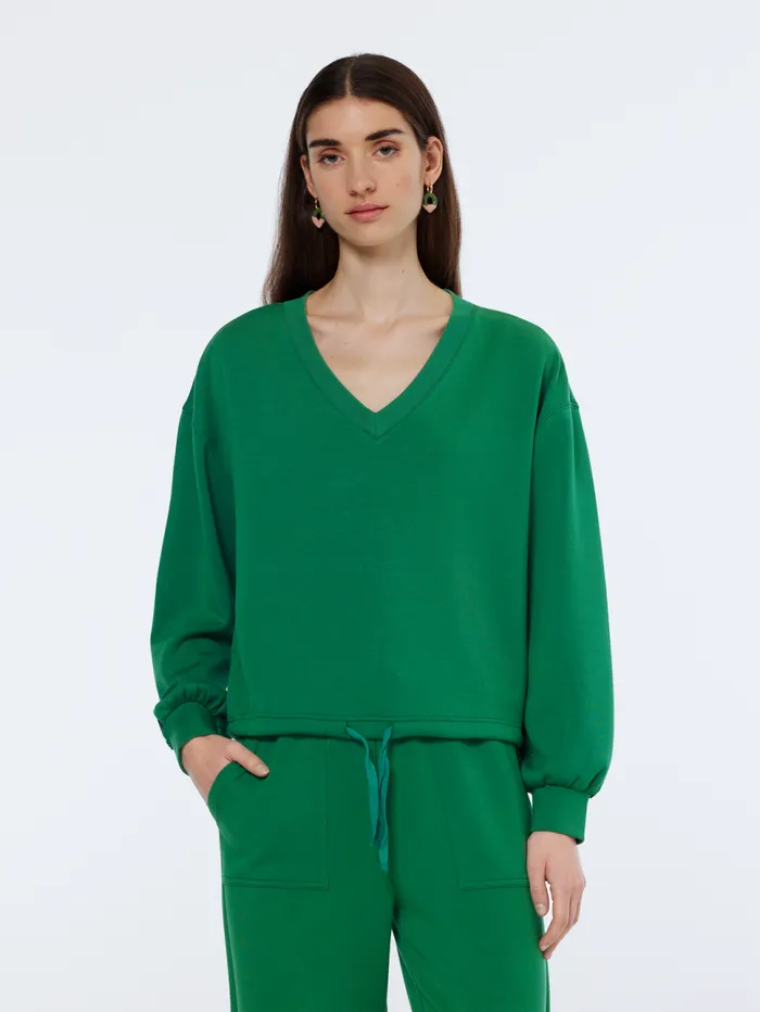 Vneck Modal Sweatshirt Bright Green Women Scotch and Soda Sweatshirts and Hoodies Vneck Modal Sweatshirt Bright Green Women Scotch and Soda Sweatshirts and Hoodies