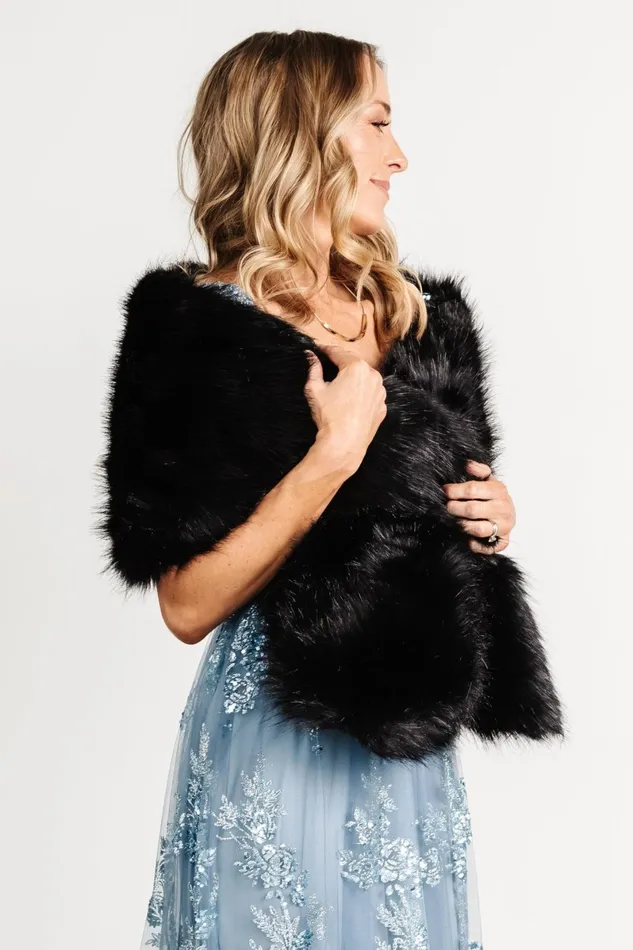 Valerie Faux Fur Shawl Black Women Baltic Born Outerwear Valerie Faux Fur Shawl Black Women Baltic Born Outerwear