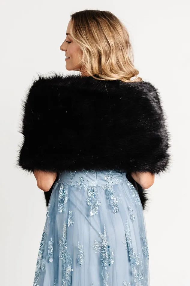 Valerie Faux Fur Shawl Black Women Baltic Born Outerwear Valerie Faux Fur Shawl Black Women Baltic Born Outerwear