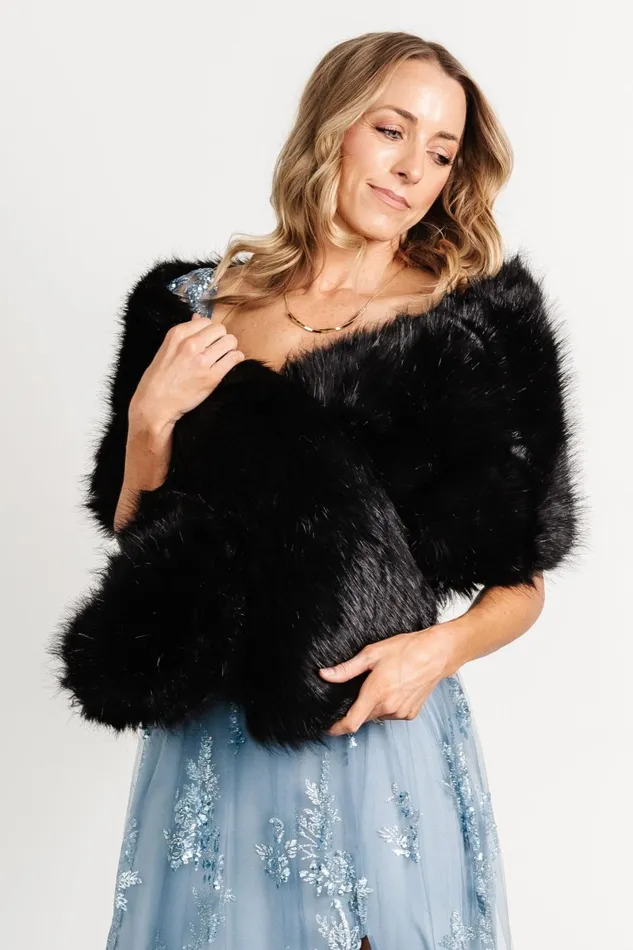 Valerie Faux Fur Shawl Black Women Baltic Born Outerwear Valerie Faux Fur Shawl Black Women Baltic Born Outerwear