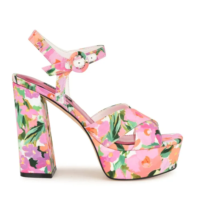 Vallen Strappy Platform Sandals Pink Floral Women Nine West Platforms