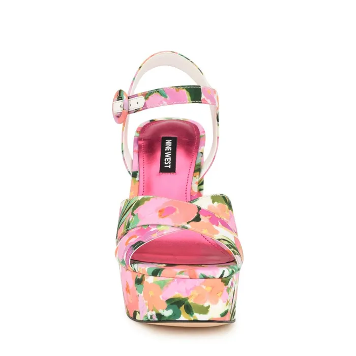 Vallen Strappy Platform Sandals Pink Floral Women Nine West Platforms