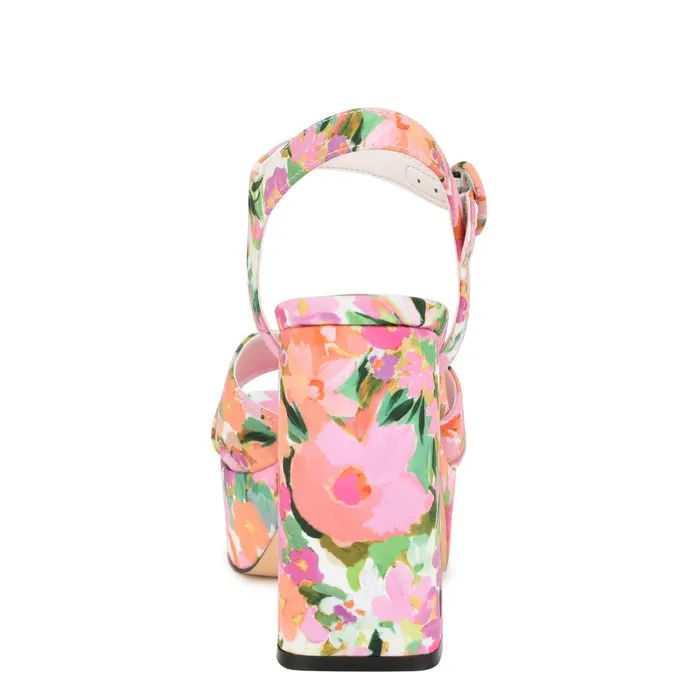 Vallen Strappy Platform Sandals Pink Floral Women Nine West Platforms