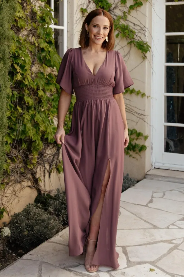 Verona Smocked Maxi Dress Vintage Plum Women Baltic Born Wedding Guest