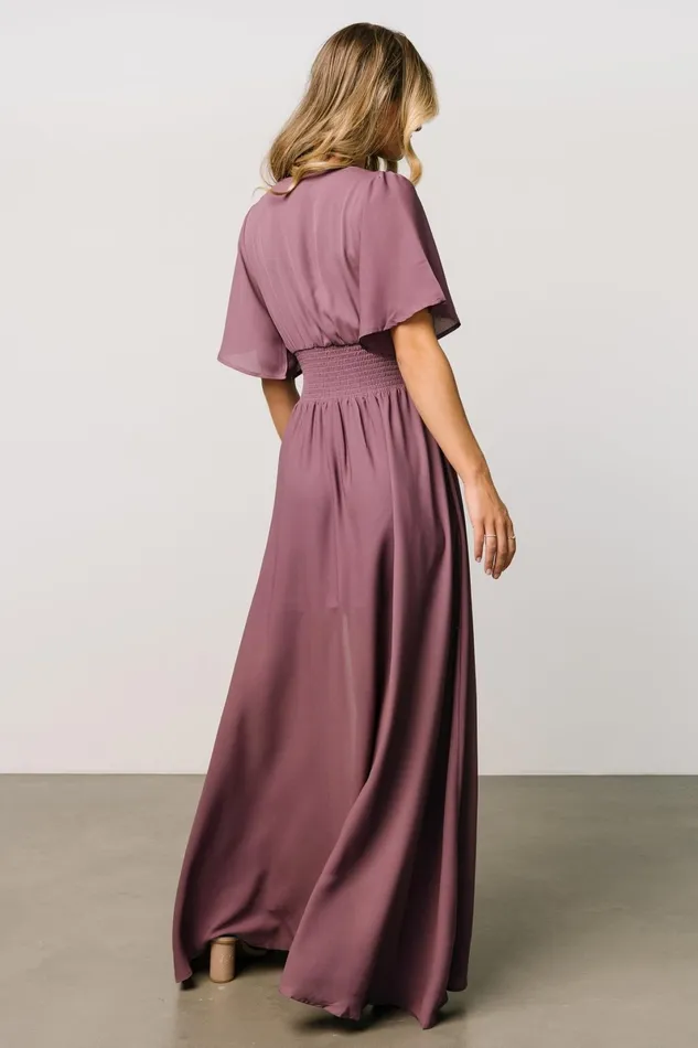 Verona Smocked Maxi Dress Vintage Plum Women Baltic Born Wedding Guest Verona Smocked Maxi Dress Vintage Plum Women Baltic Born Wedding Guest