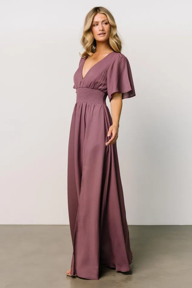 Verona Smocked Maxi Dress Vintage Plum Women Baltic Born Wedding Guest Verona Smocked Maxi Dress Vintage Plum Women Baltic Born Wedding Guest