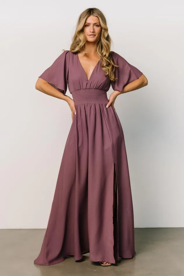 Verona Smocked Maxi Dress Vintage Plum Women Baltic Born Wedding Guest Verona Smocked Maxi Dress Vintage Plum Women Baltic Born Wedding Guest