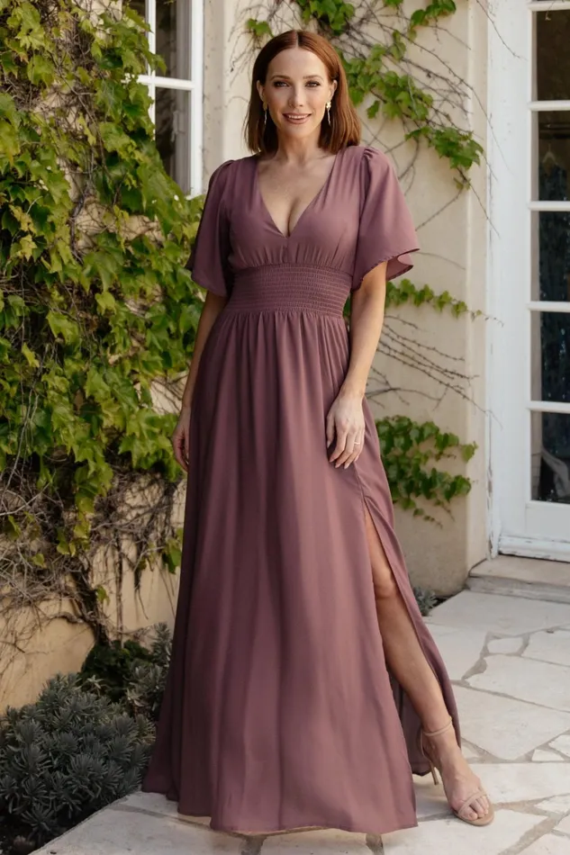 Verona Smocked Maxi Dress Vintage Plum Women Baltic Born Wedding Guest Verona Smocked Maxi Dress Vintage Plum Women Baltic Born Wedding Guest