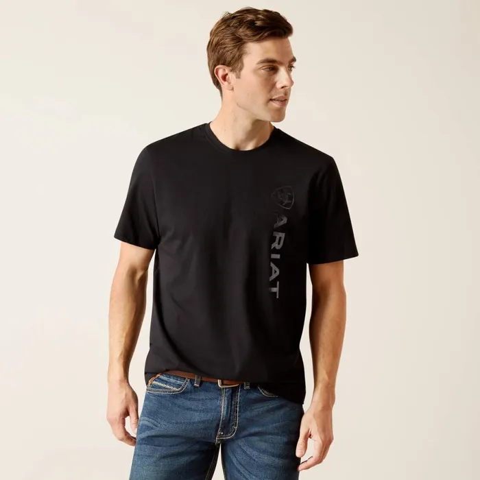 Vertical Logo TShirt Blackgray Men Ariat TShirts and Polos