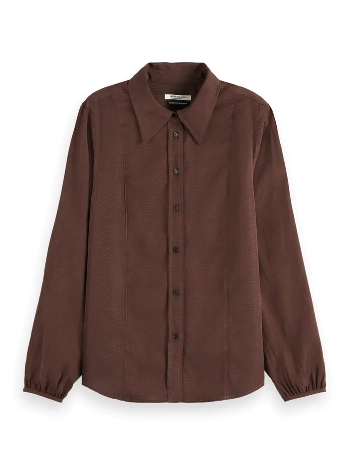 VISCOSE JACQUARD SHIRT Coffee Women Scotch and Soda Blouses and Shirts