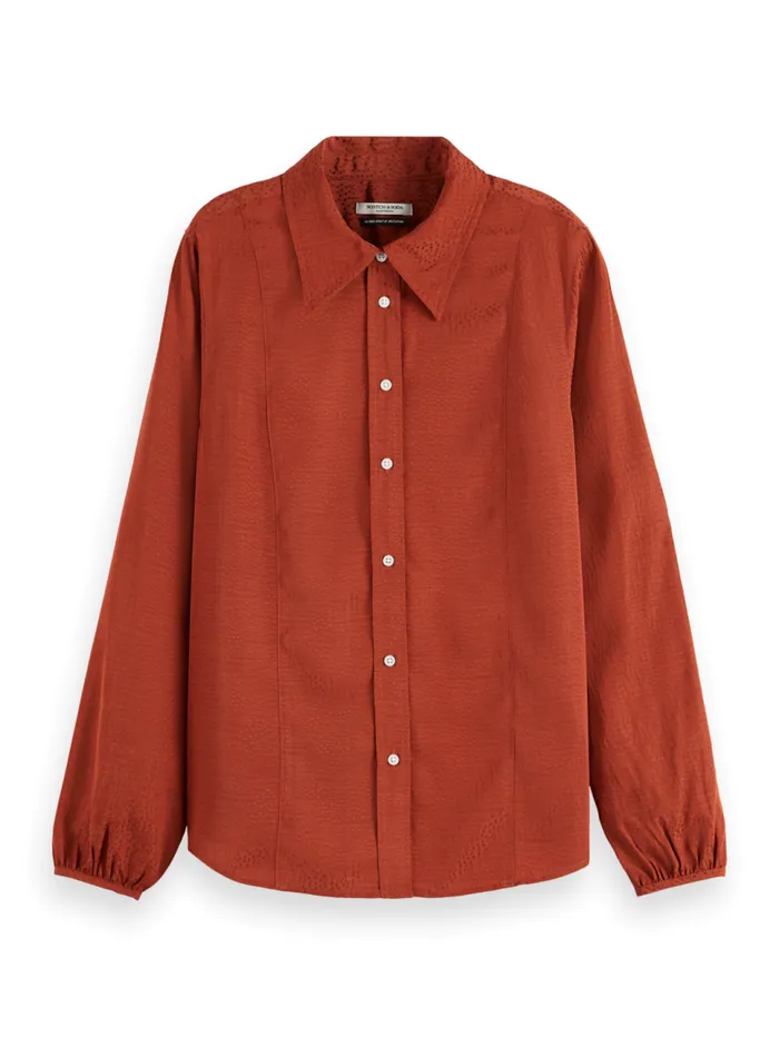 VISCOSE JACQUARD SHIRT Coffee Women Scotch and Soda Blouses and Shirts