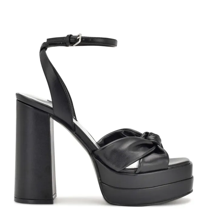 Vivid Platform Sandals Black Women Nine West High Heels