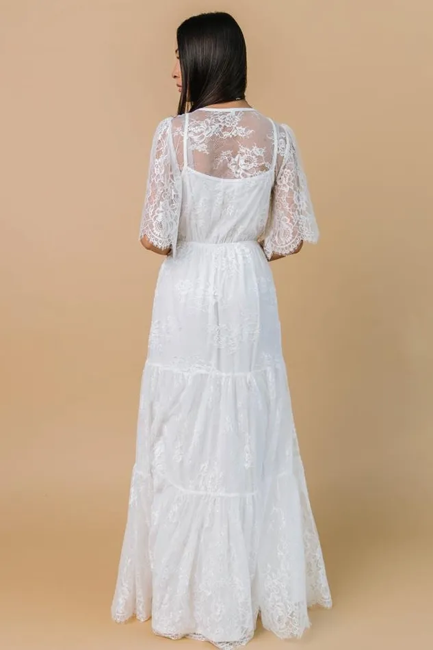 Wanderlust Lace Maxi Dress White Women Baltic Born Bridal