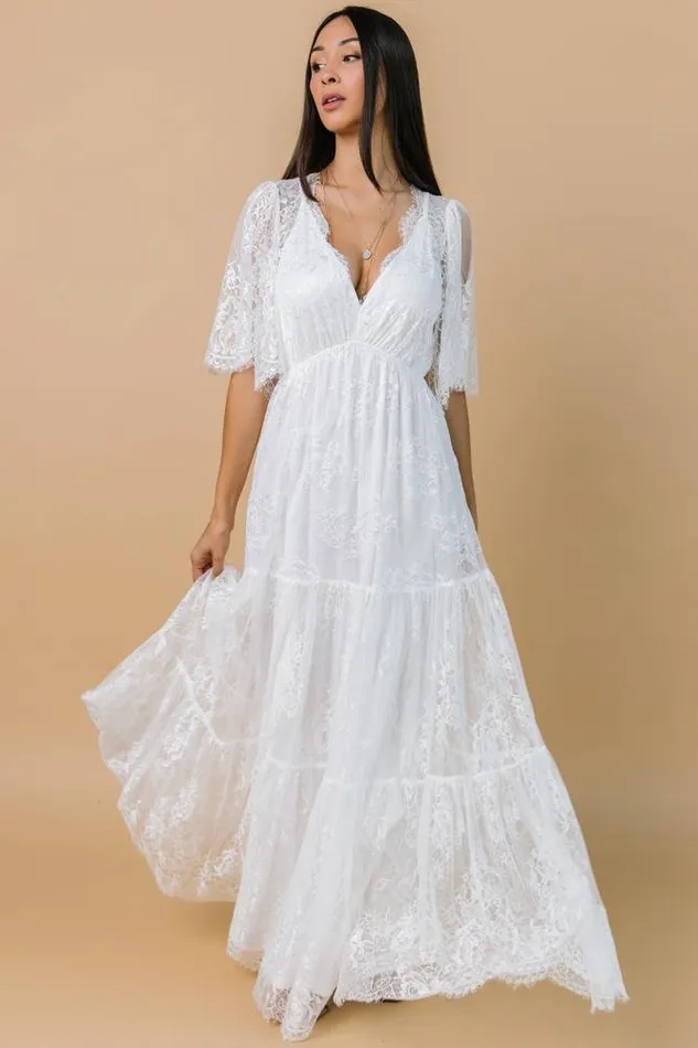 Wanderlust Lace Maxi Dress White Women Baltic Born Bridal